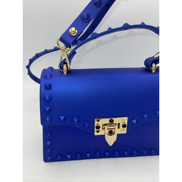 Jelly Studded Cobalt Blue Shoulder/Hand Bag New - Picture 7 of 9